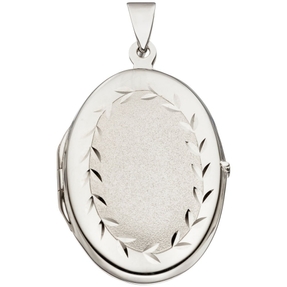 Medaillon Amulett Anhänger zum Öffnen 925 Silber oval teilmatt Unisex