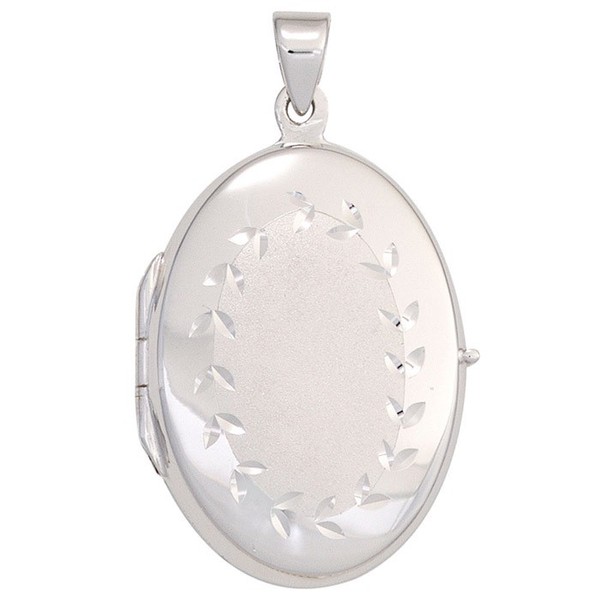 Medaillon 925 Silber oval teilmatt