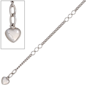 Fußkette Fußkettchen Fußschmuck Herz 925 Echt Silber Damen 27cm Silberkette