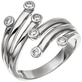 Ring Damenring aus 925 Silber mit 6 Zirkonia weiß Silberring Damen