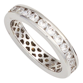 Ring Damenring mit Zirkonia weiß rundum 925 Silber glänzend Silberring Ring Damenring mit Zirkonia weiß rundum 925 Silber glänzend Silberring