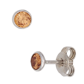 Ohrstecker Stecker 4,4mm rund 925 Silber Zirkonia champanger Ohrschmuck Damen