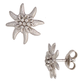 Paar Ohrstecker Stecker Blume Edelweiß aus 925 echt Silber rhodiniert Damen