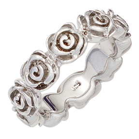 Ring Damenring mit Blumen Rosen 925 Silber rhodiniert Silberring