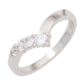 Ring Damenring aus 925 Silber glänzend 4 Zirkonia weiß Silberring