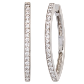 Ohrringe Creolen 37mm spitzoval dünn 925 Silber Zirkonia Ohrschmuck Damen