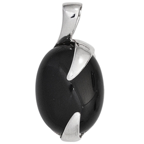Anhänger aus 925 Silber Edelstein Onyx oval glatt glänzend Damen