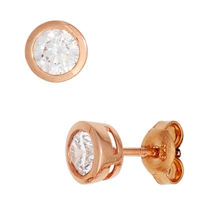 Ohrringe Ohrstecker 6,6mm rund 925 Silber rotvergoldet Zirkonia Damen Ohrringe Ohrstecker 6,6mm rund 925 Silber rotvergoldet Zirkonia Damen