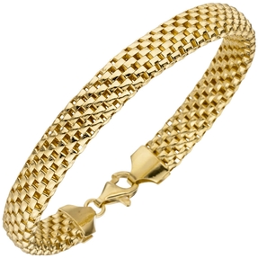 8mm Himbeer-Armband flach Armkette Armschmuck 925 Silber vergoldet Damen 19cm