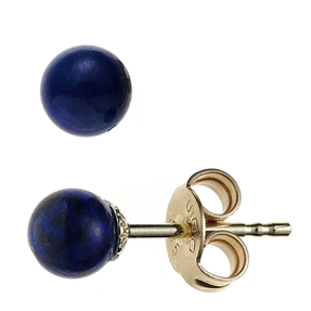 Ohrstecker mit Lapis-Lazuli blau 4mm 585 Gold Gelbgold Ohrschmuck Damen