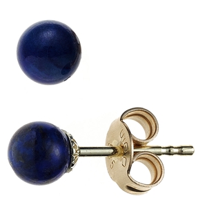 Ohrstecker mit Lapis-Lazuli blau 5mm 585 Gold Gelbgold Ohrschmuck Damen