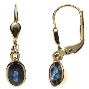 Ohrringe 585 Gold Gelbgold blaue Safire Saphire oval Ohrhänger Boutons Damen Ohrringe 585 Gold Gelbgold blaue Safire Saphire oval Ohrhänger Boutons Damen