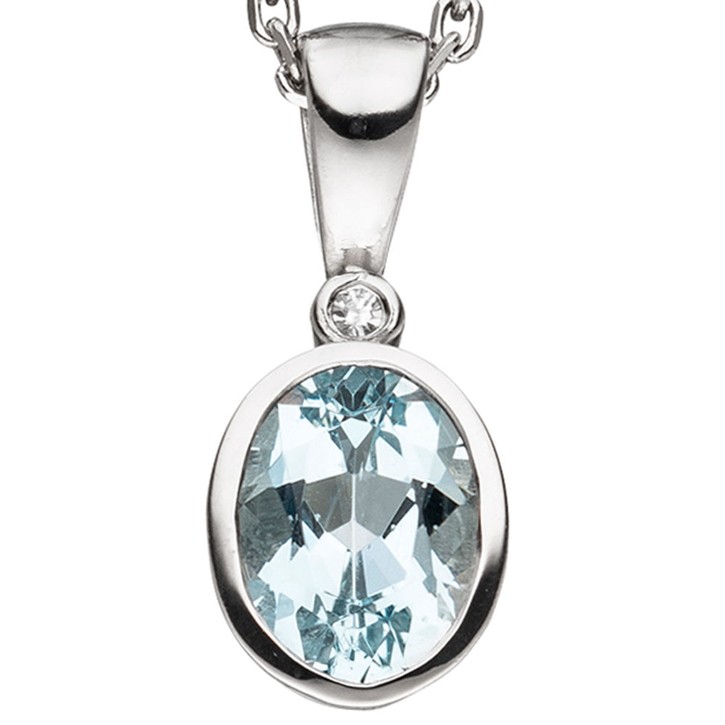 Anhänger Aquamarin und Diamant 585 Weißgold