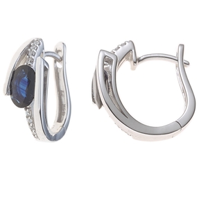 Creolen Ohrringe 585 Gold Weißgold Saphir blau Safir oval & Diamanten Brillanten Creolen Ohrringe 585 Gold Weißgold Saphir blau Safir oval & Diamanten Brillanten