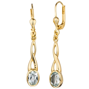 Ohrhänger Boutons aus 585 Gelbgold mit Aquamarin hellblau Ohrschmuck Damen