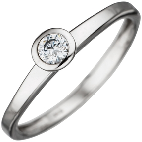 Solitär Ring Damenring aus 333 Gold Weißgold Zirkonia weiß Goldring