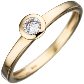 Solitär Ring Damenring aus 333 Gold Gelbgold Zirkonia weiß Goldring