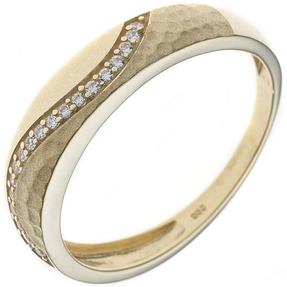 Ring Damenring aus 333 Gold Gelbgold teilmattiert Zirkonia Goldring