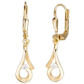 Boutons Ohrringe Ohrhänger 333 Gold Gelbgold teilmatt Zirkonia Damen