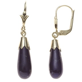 Boutons Ohrringe Ohrhänger mit Lapis-Lazuli Tropfen blau 333 Gold Damen