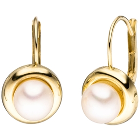 Boutons Ohrringe Ohrhänger 333 Gold Gelbgold Perlen Goldohrringe Damen