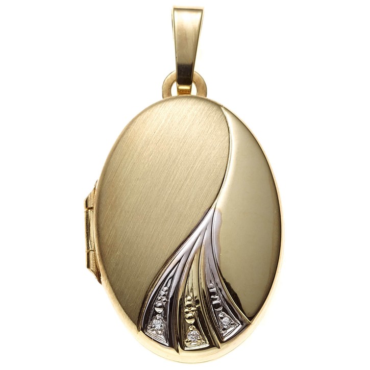 Medaillon aus 333 Gelbgold teilmatt oval