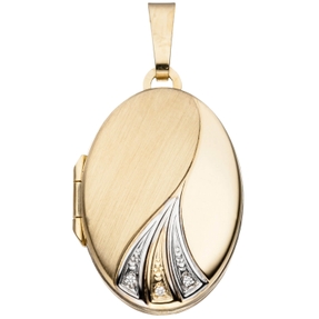 Amulett Medaillon Anhänger aus 333 Gold Gelbgold teilmatt oval Damen