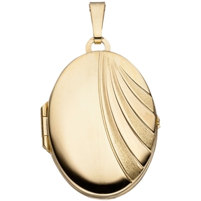 Medaillon Anhänger aus 333 Gold Gelbgold teilmattiert Amulett Damen