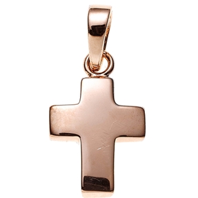 Anhänger Kreuz aus 925 Silber rotvergoldet glänzend schlicht 13,2x8,6mm Unisex