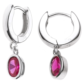 Creolen Ohrringe aus 925 Silber glänzend Zirkonia lila Klappcreolen Damen Creolen Ohrringe aus 925 Silber glänzend Zirkonia lila Klappcreolen Damen