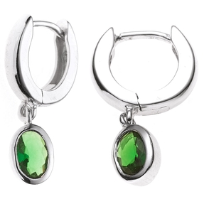 Creolen Ohrschmuck Ohrringe aus 925 Silber Zirkonia grün Klappcreolen Damen