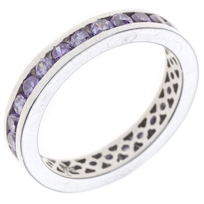 Ring Damenring Memoryring 925 Silber Zirkonia hellviolett rundum Silberring