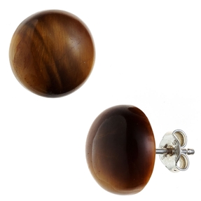 12mm Ohrstecker Ohrringe Stecker 925 Silber braune Tigerauge rund Damen