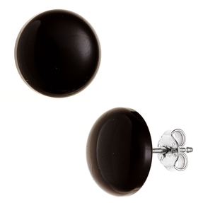12mm Ohrstecker Ohrringe Ohrschmuck 925 Silber Onyx schwarz rund Damen