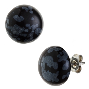 12mm Ohrstecker Ohrringe 925 Silber Schneeflocken-Obsidian rund Damen 12mm Ohrstecker Ohrringe 925 Silber Schneeflocken-Obsidian rund Damen