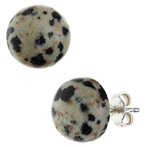 Ohrstecker dalmatiner Jaspis 925 Silber grau-schwarz rund Ohrschmuck Damen Ohrstecker dalmatiner Jaspis 925 Silber grau-schwarz rund Ohrschmuck Damen