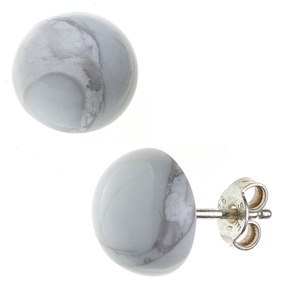 Ohrstecker aus Howlith Halbkugel 10mm 925 Silber weiß-grau rund Ohrschmuck Damen Ohrstecker aus Howlith Halbkugel 10mm 925 Silber weiß-grau rund Ohrschmuck Damen