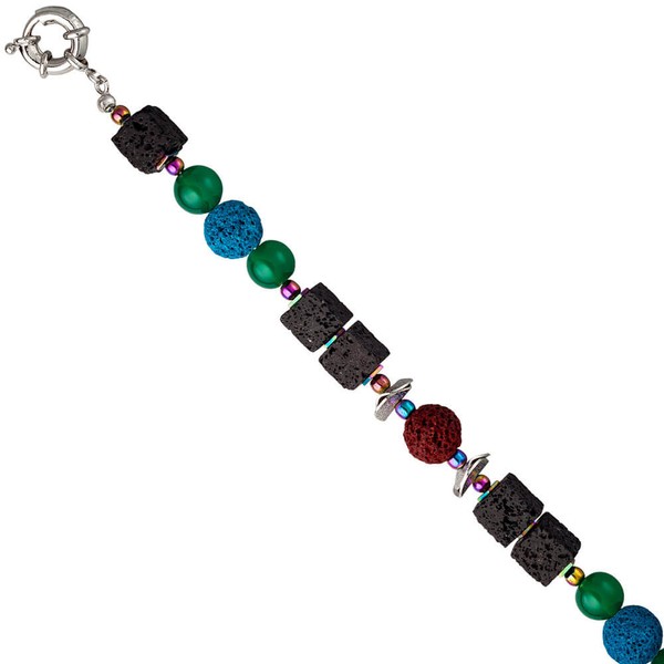 Collier aus Lava Achat Hämatin 48cm