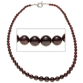 Kette Collier im Verlauf Edelsteinkette Granat Federring 45cm Damen