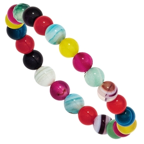 Kinder Edelstein-Armband Kugel Ø6mm Armschmuck mit bunten Achaten endlos 14cm Kinder Edelstein-Armband Kugel Ø6mm Armschmuck mit bunten Achaten endlos 14cm