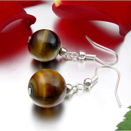 Ohrringe aus Tigerauge und 925 Silber