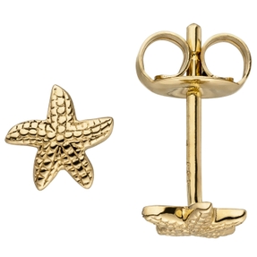 Paar Ohrstecker Stecker Goldohrringe Seestern 585 Gold Gelbgold Damen