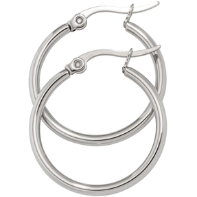 Paar Ohrringe Creolen 24mm Ohrschmuck rund Edelstahl Klappcreolen Damen Paar Ohrringe Creolen 24mm Ohrschmuck rund Edelstahl Klappcreolen Damen
