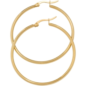 Paar Ohrringe Creolen 43,7mm Ohrschmuck rund Edelstahl vergoldet Damen Paar Ohrringe Creolen 43,7mm Ohrschmuck rund Edelstahl vergoldet Damen