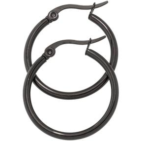 Paar Ohrringe Creolen 24,3mm Ohrschmuck rund Edelstahl schwarz beschichtet Paar Ohrringe Creolen 24,3mm Ohrschmuck rund Edelstahl schwarz beschichtet