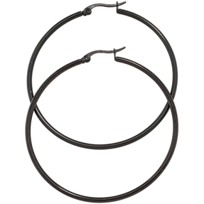 Paar Ohrringe Creolen 54,4mm Ohrschmuck rund Edelstahl schwarz beschichtet Paar Ohrringe Creolen 54,4mm Ohrschmuck rund Edelstahl schwarz beschichtet