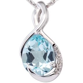 Anhänger mit Blautopas & 5 Diamanten Brillanten 585 Gold Weißgold Damen