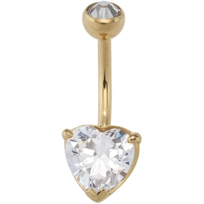 Bauchnabel Piercing Herz aus Zirkonia weiß Edelstahl mit Goldfarbe Damen