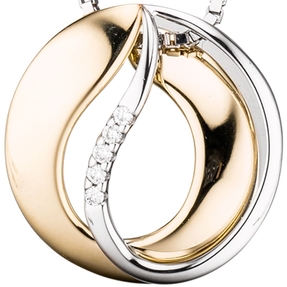 Anhänger mit 5 Diamanten Brillanten 585 Gold Gelbgold Weißgold bicolor Damen