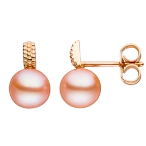 Paar Ohrstecker Ohrringe mit Süßwasser-Zuchtperlen rosa 585 Gold Rotgold Damen